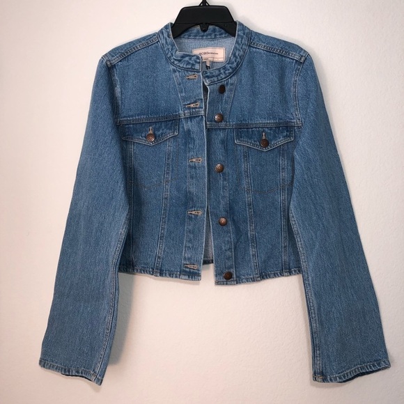 NWT BCBGeneration Contrast Bell Sleeve Light Blue Button Up Denim Jacket size L - Picture 5 of 14